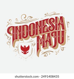 Celebración del Día de la Independencia de Indonesia. Tipografía Texto y Anuncio. Dirgahayu Indonesia. Saludo al Día de la Independencia de Indonesia. Libertad y nación. Diseño de Vector.