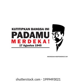 indonesian independence day logo, poster silhouette of a man with traditional hat vector illustrations