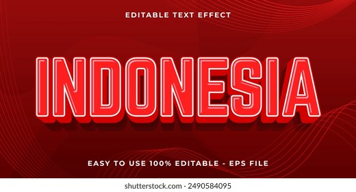 Efecto de texto del Día de la Independencia de Indonesia, texto editable rojo de moda