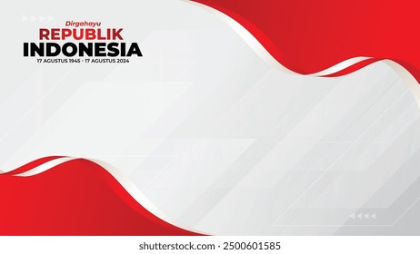 Fondo del tema del día de la independencia indonesia con la cinta de la bandera blanca roja. Feliz día de la independencia Indonesia 2024 Diseño de Plantilla de Vector Diseño de ilustración, para Anuncio, póster, alimentación de redes sociales