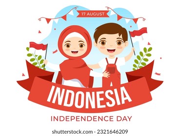 Indonesian Independence Day Vector Illustration On 17th August with Kids Doing Traditional Competition in Flat Cartoon Hand Drawn Template