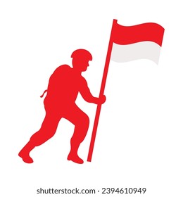 indonesischer Unabhängigkeitssoldat mit Flaggenvektor einzeln