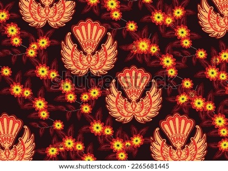 Indonesian Javanese Gurda batik motifs with various patterns of development, both color variations and elements, are exclusive. vector EPS 10 Zdjęcia stock © 