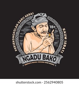 indonesian Javanese old man smoking vintage
