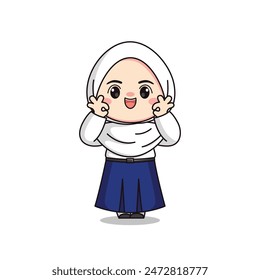 indonesian junior high school student cute hijab girl character