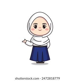 indonesian junior high school student cute hijab girl character