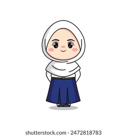 indonesian junior high school student cute hijab girl character