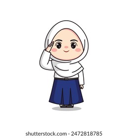 indonesian junior high school student cute hijab girl character