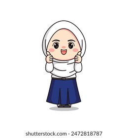 indonesian junior high school student cute hijab girl character