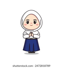 indonesian junior high school student cute hijab girl character