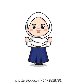 indonesian junior high school student cute hijab girl character