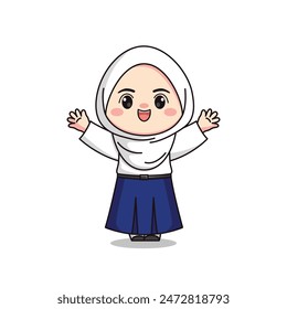 indonesian junior high school student cute hijab girl character