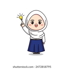 indonesian junior high school student cute hijab girl character