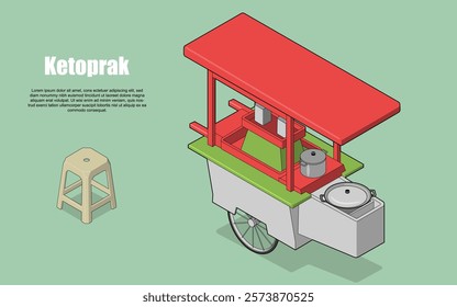 Indonesian Ketoprak Street Hawker in isometric vector 