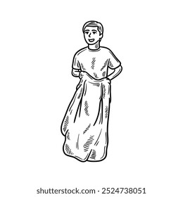 Indonesian Kids Game Illustration Colorless - Balap Karung
