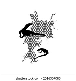 Indonesian komodo island vector drawing