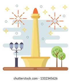 Indonesian landmark flat icon 