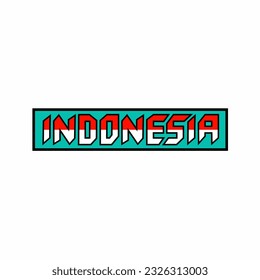 INDONESIAN lettering costume vector design with the proud colors of the red and white flag in the form of squares on a green background