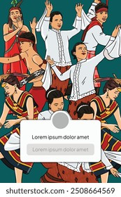 Cultura de las Molucas indonesias y diseño de Plantilla de ilustración de Lugar famoso