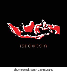 indonesian map 3D with red and white color