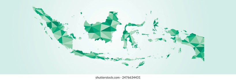 Indonesian map background in green polygonal style texture. Modern concept design