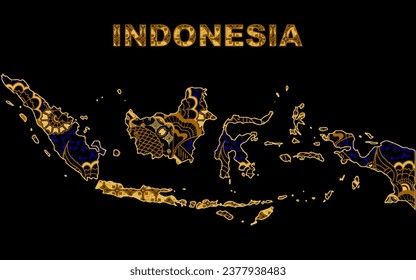 Indonesian map design with classic batik motifs