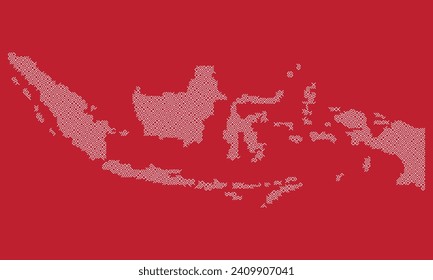 Indonesian map maze style on red background