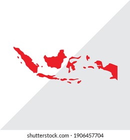 Indonesian Map Silhouete Red White