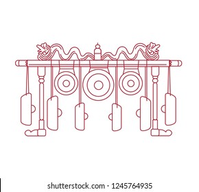 indonesian metallophones (Gamelan) instrument called "Gong or kempul" vector illustration and line art