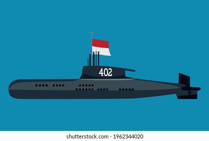 Indonesian Military Submarine KRI Nanggala 402 Drown And Missing Viral International Global News Flat Vector Art