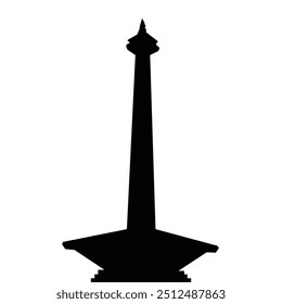 Silueta nacional del monumento indonesio, silueta de Monas, silueta del edificio, silueta indonesia del edificio