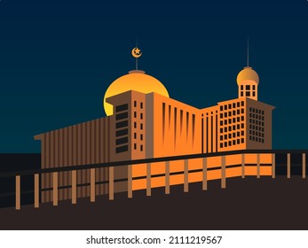 Indonesian mosque day flat design