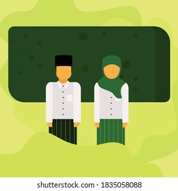 Indonesian Muslim Students Flat Illustration, good illustration for Indonesian Muslim Student National Day (Hari Santri Nasional)