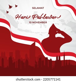 Indonesian National Heroes day November 10th background design. Hari Pahlawan Nasional Indonesia