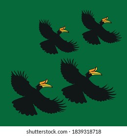 Indonesian native birds are flying