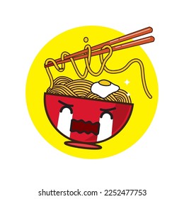 Indonesian Noodle with cry expression hand drawn
