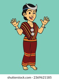 Indonesian Nusa Tenggara Timur Native in Traditional Dress