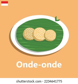 Indonesian onde-onde traditional food vector illustration