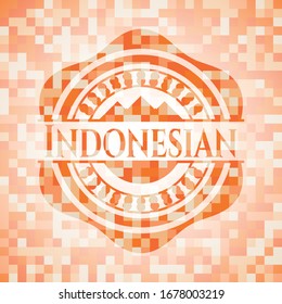 Emblema de mosaico naranja indonesio. Ilustración vectorial. Detallado.