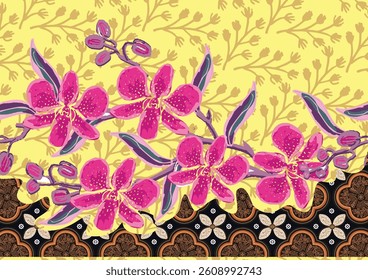 Indonesian Orchid Batik for textiles and various backgrounds