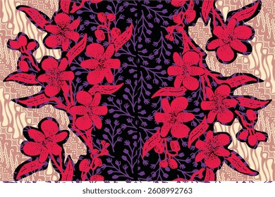 Indonesian Orchid Batik for textiles and various backgrounds