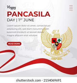Indonesian Pancasila day banner on white background design vector svg