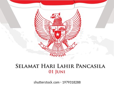 indonesian Pancasila Day holiday Background. Translation : Happy Pancasila Day. 01 june