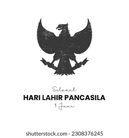 Indonesian Pancasila Day Vector Illustration with grunge design. Hari Lahir Pancasila svg