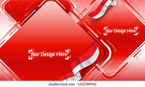 Indonesian patriotic background template with empty space for text, design, Holidays, Independence Day. Welcome to Indonesia concept - Vector