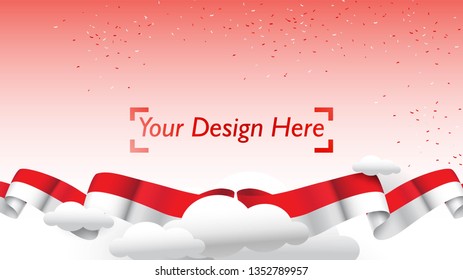 Indonesian patriotic background template with empty space for text, design, Holidays, Independence Day. Welcome to Indonesia concept - Vector