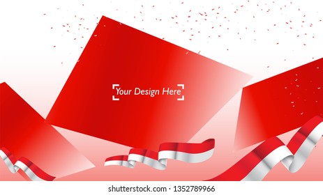 Indonesian patriotic background template with empty space for text, design, Holidays, Independence Day. Welcome to Indonesia concept - Vector