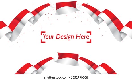 Indonesian patriotic background template with empty space for text, design, Holidays, Independence Day. Welcome to Indonesia concept - Vector