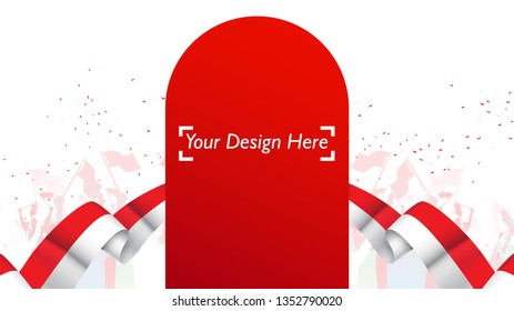 Indonesian patriotic background template with empty space for text, design, Holidays, Independence Day. Welcome to Indonesia concept - Vector