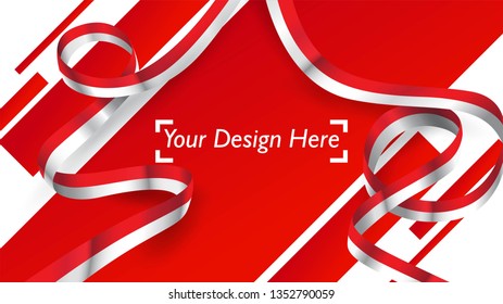 Indonesian patriotic background template with empty space for text, design, Holidays, Independence Day. Welcome to Indonesia concept - Vector